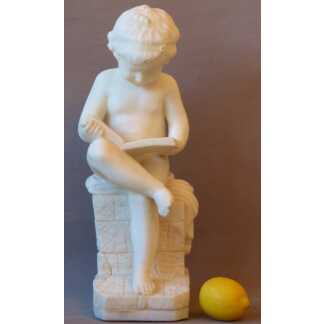 Sculpture En Marbre, Enfant Lisant d Après Charles Gabriel Lemire, Fin XIX ème