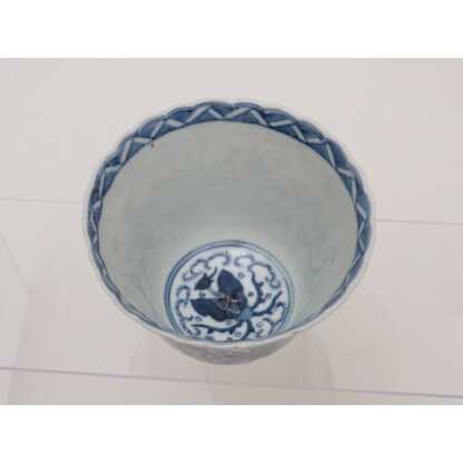 Coupe, Bol En Porcelaine De Chine, Blanc Et Bleu, Cachet à La Cire Rouge, XIX ème