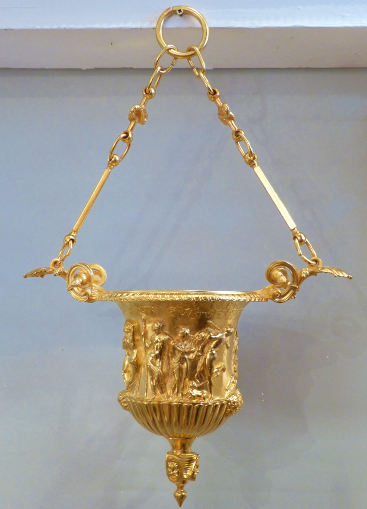 Suspension, Vasque Néoclassique En Bronze Doré, XIX ème