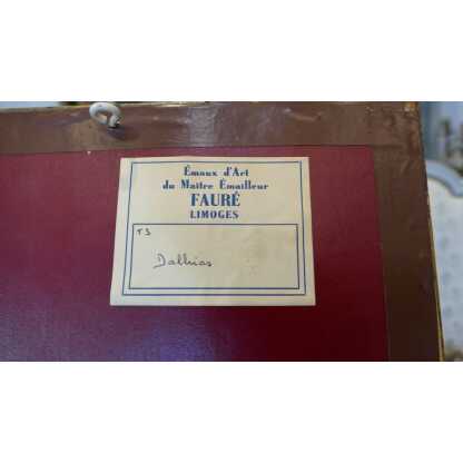 Camille Fauré, Plaque En émail, Bouquet De Fleurs, émaux De Limoges