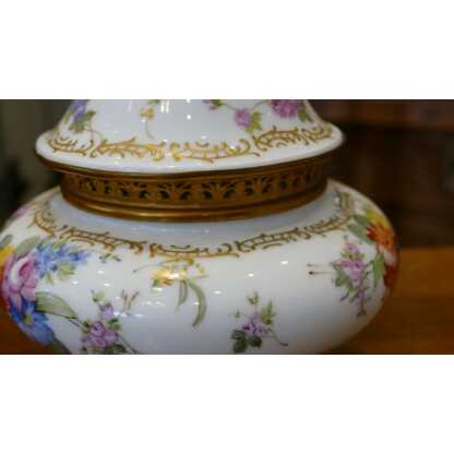 Samson, Vase, Coupe Pot Pourri En Porcelaine Peint à La Main De Fleurs, époque XIX ème