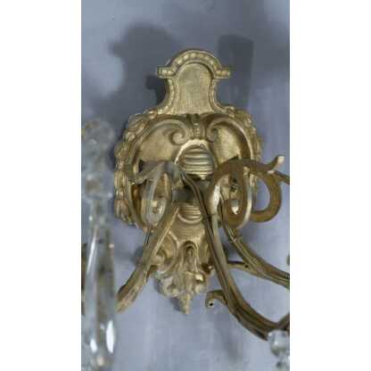 Cristal De Portieux, Paire d'Appliques à Pampilles Et Bronze, époque Napoléon III