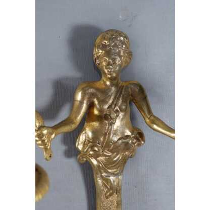 Paire d Appliques d'époque Regence, Aux Bustes De Femme, Bronze Doré, XVIII ème