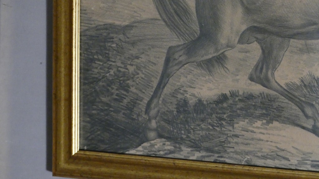 Paire De Dessins équins, Chevaux Sauvages Dans La Nature, Signé De Gueney