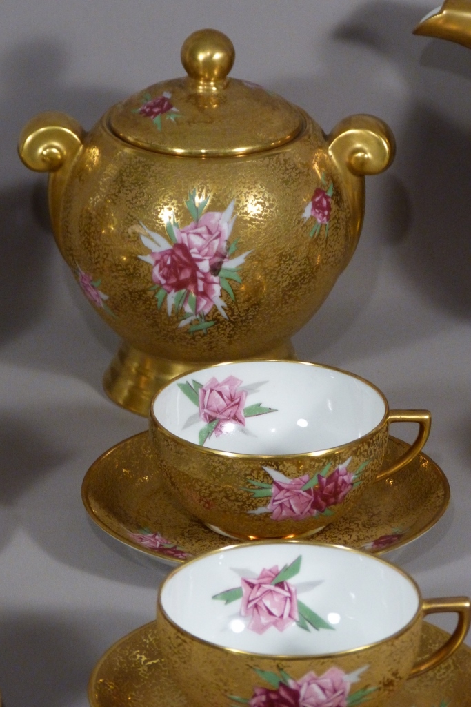 Service à thé/café en porcelaine dorée - Paul et Virginie - Mi