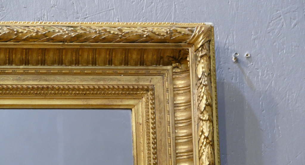 Miroir de cheminée en bois et stuc doré d'époque Napoléon III - XIXe siècle  - N.101473