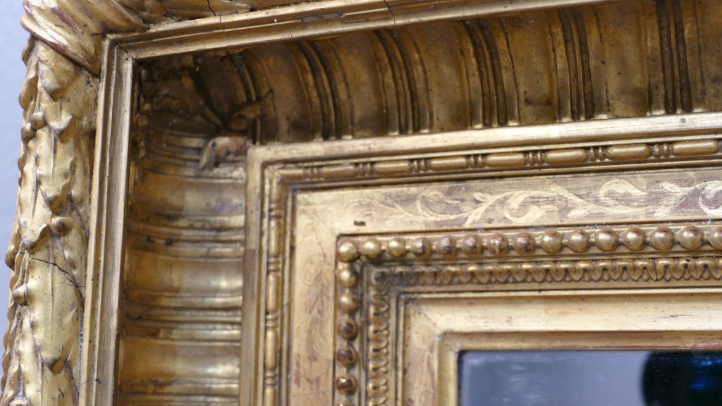 Miroir de cheminée en bois et stuc doré d'époque Napoléon III - XIXe siècle  - N.101473