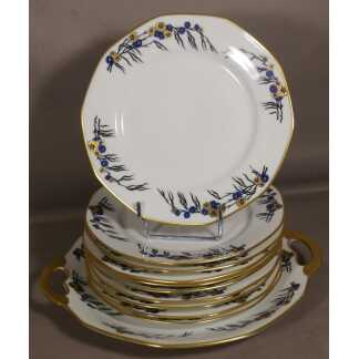 Service à Dessert Gâteau Art Déco En Porcelaine De Limoges