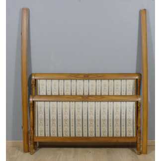 Lit Directoire 140*190 Cm En Hêtre Teinté Merisier Et Soie, époque 1980