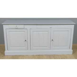 Buffet Enfilade De Cuisine En Bois Peint Façon Campagne Chic, époque XIX ème