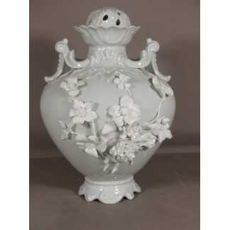 Pied De Lampe Ou Pique Fleurs En Porcelaine Céladon, Raynaud Limoges