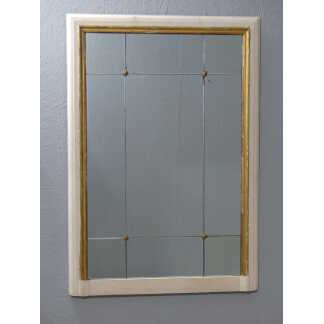 Miroir Trumeau De Style Louis XVI En Bois Laqué Et Fleurs Bronze, époque 1920