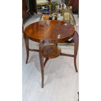 Gueridon Art Déco à Double Plateaux En Noyer Et Placage, Vers 1930