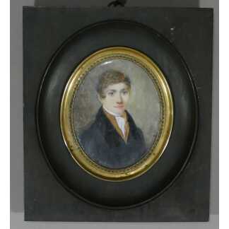 Miniature Représentant Un Jeune Homme Sous Le Directoire, Fin XVIII ème