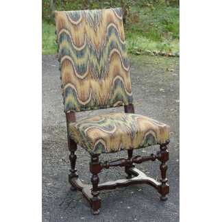 Chaise Louis XIII En Noyer, époque XVII ème Siècle, Tissu Du Mobilier National