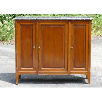 Buffet 3 Portes à Hauteur d'Appui En Acajou Et Marbre, Style Transition, époque Début XX ème