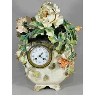 Pendule En Faience Barbotine Aux Fleurs, Céramique Impressionniste, Montigny Sur Loing