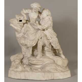 Paul Louis Cyfflé, l'Oiseau Retrouvé, Groupe En Biscuit De Terre Cuite, Faiencerie De Toul, XIX