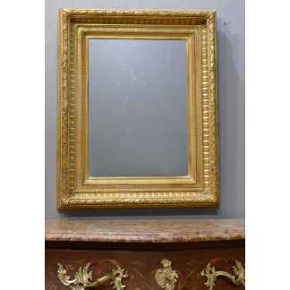 Miroir Cadre En Bois Et Stuc Doré à La Feuille, époque Napoléon III, XIX ème