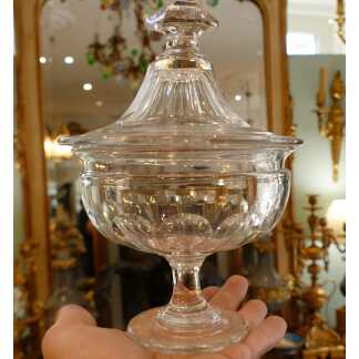 Drageoir En Cristal Taillé à Côtes Plates, Baccarat époque Napoléon III XIX ème Siècle