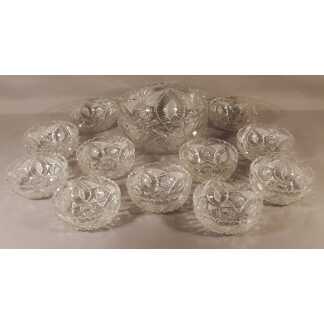 Ensemble à Crème Ou Dessert En Cristal Taillé Biseaux, époque XX ème