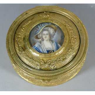 Coffret à Bijoux En Bronze Et Laiton Doré Et Miniature, époque XIX ème,