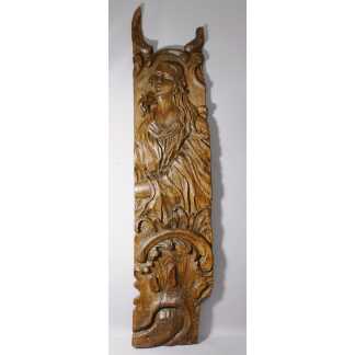 Grand Panneau En Bois Sculpté XVII ème, Femme Et Acanthe
