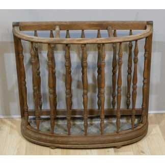 Porte Parapluie Demi Lune En Bois Naturel à Colonnes, Bac Zinc, Début XX ème