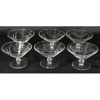 6 Coupes à Champagne Art Déco En Cristal Taillé, époque 1930