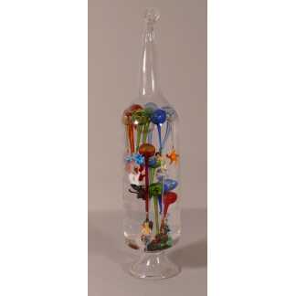 Ludion, Bouteille En Verre Avec Figurines En Verre Filé Flottant, époque XIX ème