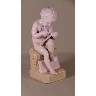 Enfant Dessinant D’après Canova, Sculpture En Porcelaine Début XX ème