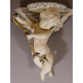 Grande Console à l'Angelot En Faience Vernissée, époque XIX ème