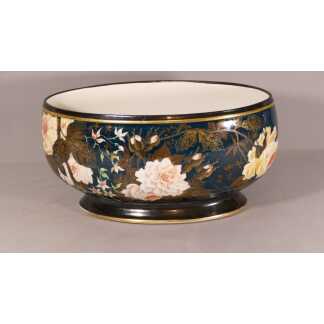 Jardinière En Porcelaine Aux Roses Sur Fond Noir, Limoges, Fin XIX ème