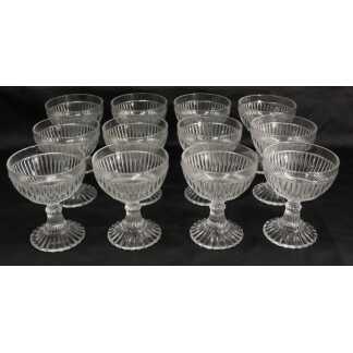 12 Coupes à Glace, Salade De Fruits Ou Dessert En Cristal Moulé, époque Début XX ème