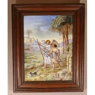 Plaque En Majolique De Castelli, Faïence Peinte à La Main, Italie époque XVIII ème Siècle