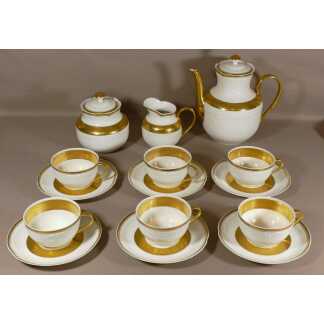Incrustation d'Or, Service à Thé Ou Café En Porcelaine De Limoges Blanche Et Doré