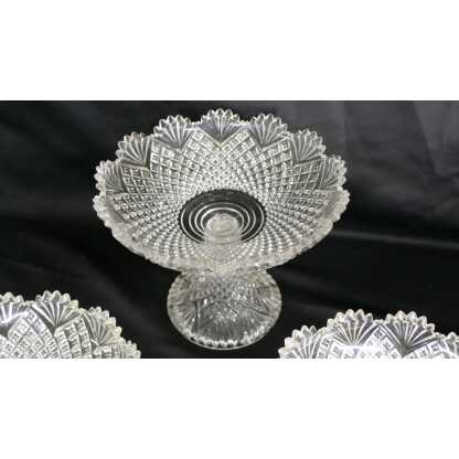 Val Saint Lambert, Ensemble De 3 Coupes Sur Pieds En Cristal Moulé Taillé, époque XIX ème – Image 8