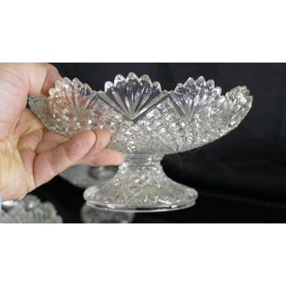 Val Saint Lambert, Ensemble De 3 Coupes Sur Pieds En Cristal Moulé Taillé, époque XIX ème – Image 6