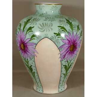 Grand Vase Potiche Décor Aux Fleurs Porcelaine De Limoges, époque Art Déco