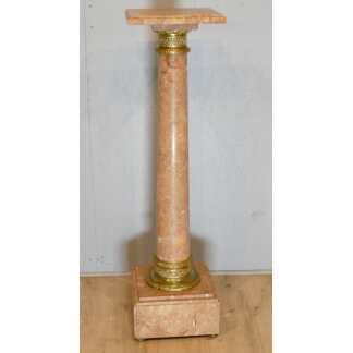 Colonne Sellette Tournante En Marbre Rose Et Bronze Doré, époque Fin XIX ème Siècle