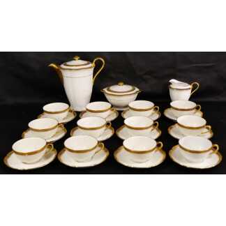 Haviland Incrustation d'Or, Service à Café En Porcelaine Pour 12 Personnes