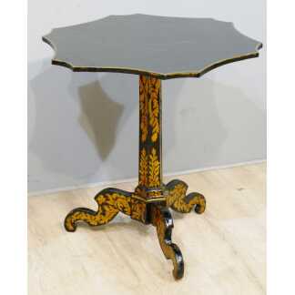 Guéridon En Bois Noirci Et Décor Doré à l'Or, époque Napoléon III
