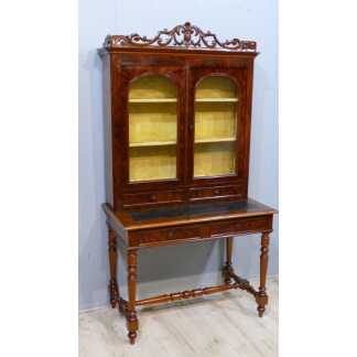 Bureau Vitrine, Table, Acajou Massif Et Placage, époque Louis Philippe Vers 1840