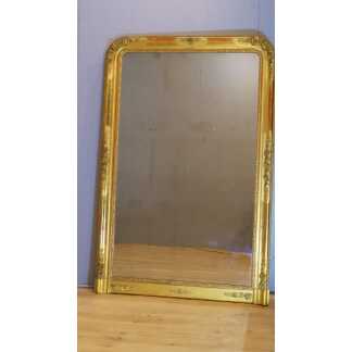 Grand Miroir (169*112 Cm) Aux Roses En Relief, Bois Doré, Louis Philippe, Début XIX ème