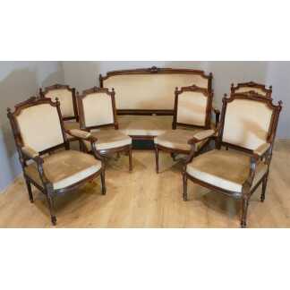 Salon Louis XVI En Palissandre 7 Pièces, Canapé, Fauteuil, Chaises Napoléon III