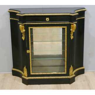 Meuble d'Appui Formant Vitrine En Bois Noir Et Bronze Doré, Napoléon III