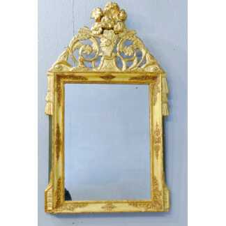Miroir Empire En Bois Sculpté Et Doré à Fronton d'époque Début XIX ème