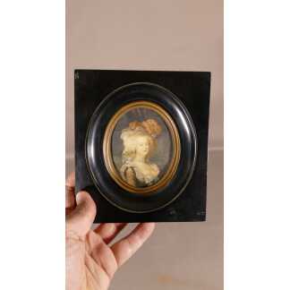 Marie Antoinette, Portrait Miniature De La Reine, Peint à La Gouache , époque XVIII è