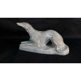 Lévrier Whippet Chien Sloughi, Statuette En Porcelaine Par Camille Tharaud, Limoges 1935