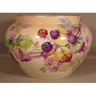 Cache Pot Aux Mûres Et églantier En Porcelaine De Limoges, Guérin, XIX ème